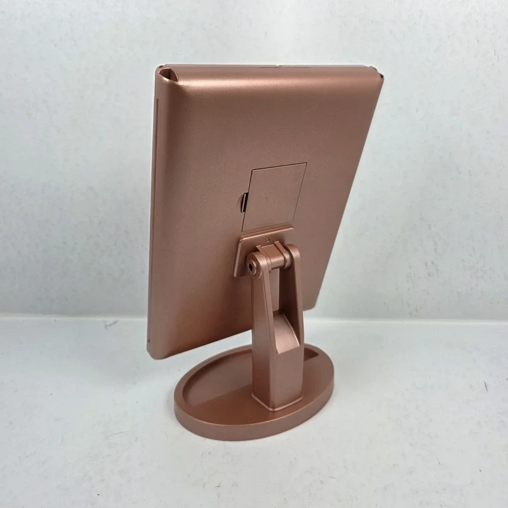 Deweisn Tri-Fold Vanity‎ Makeup Mirror Pedestal with 21 LED Lights - Rose Gold